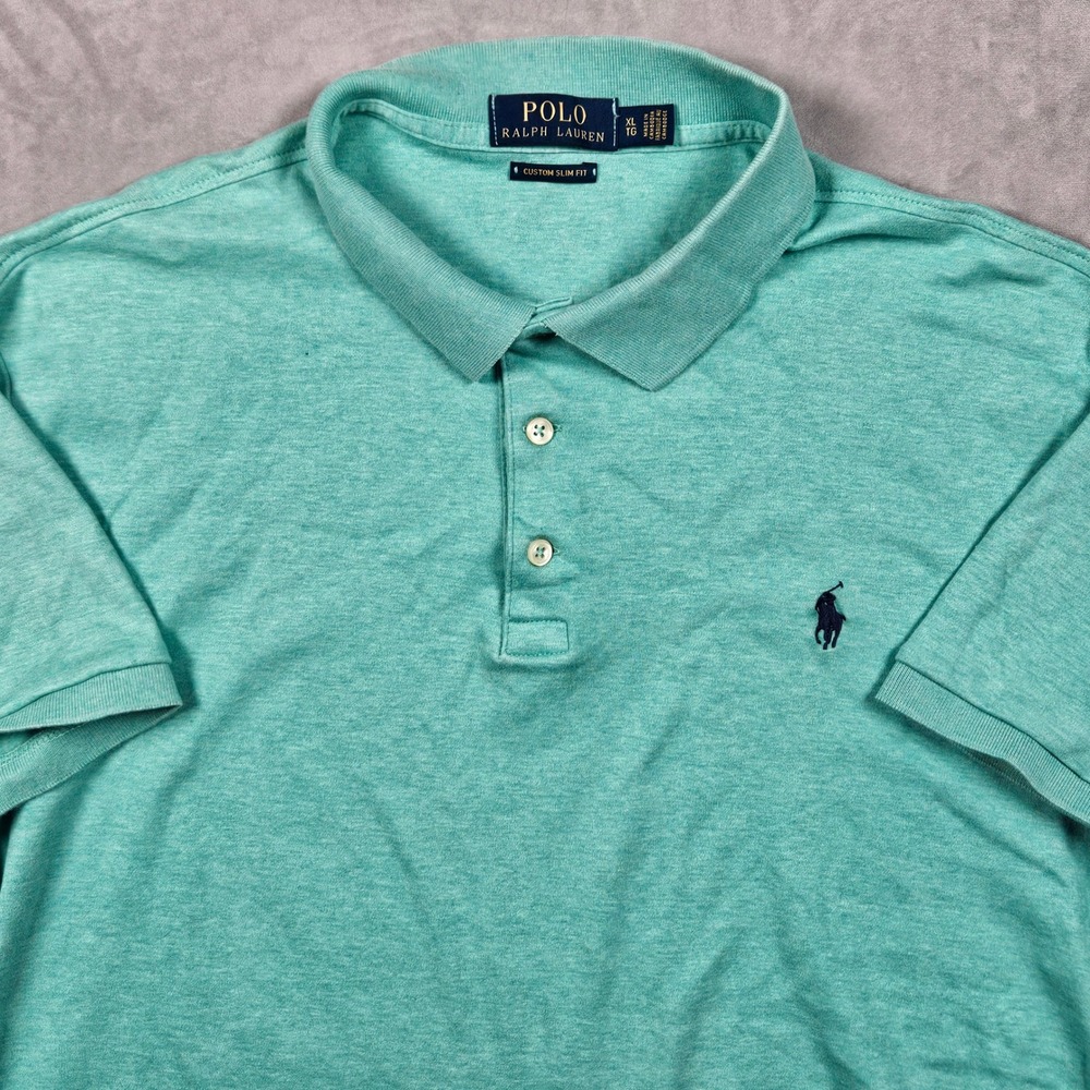 Polo Ralph Lauren Polo Shirt Mens XL Teal blue Custom Slim Soft Cotton Pony Logo